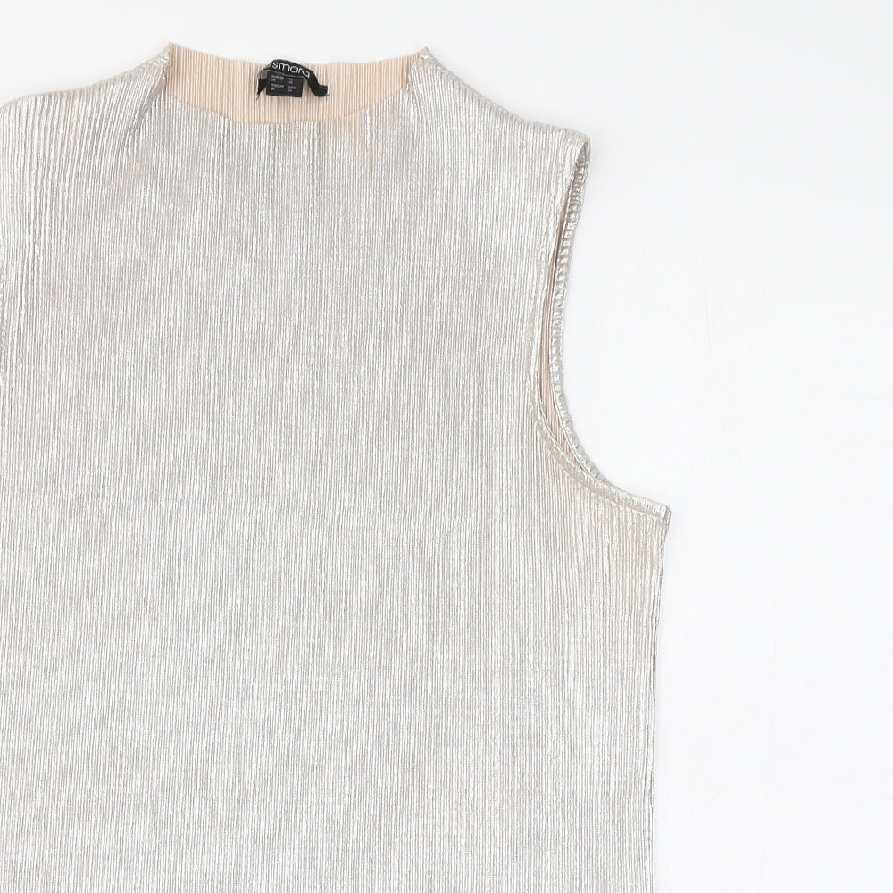 ESMARA Womens Gold Polyester Basic Blouse Size 10 Round Neck