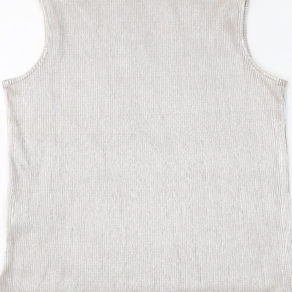 ESMARA Womens Gold Polyester Basic Blouse Size 10 Round Neck