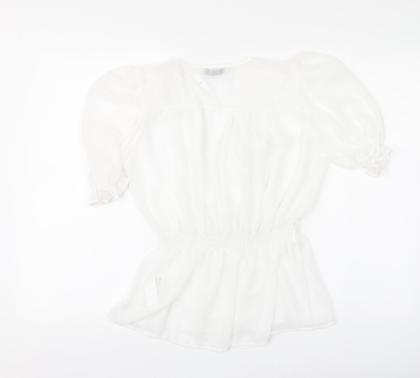 Reyon Womens White Polyester Basic Blouse Size 8 V-Neck