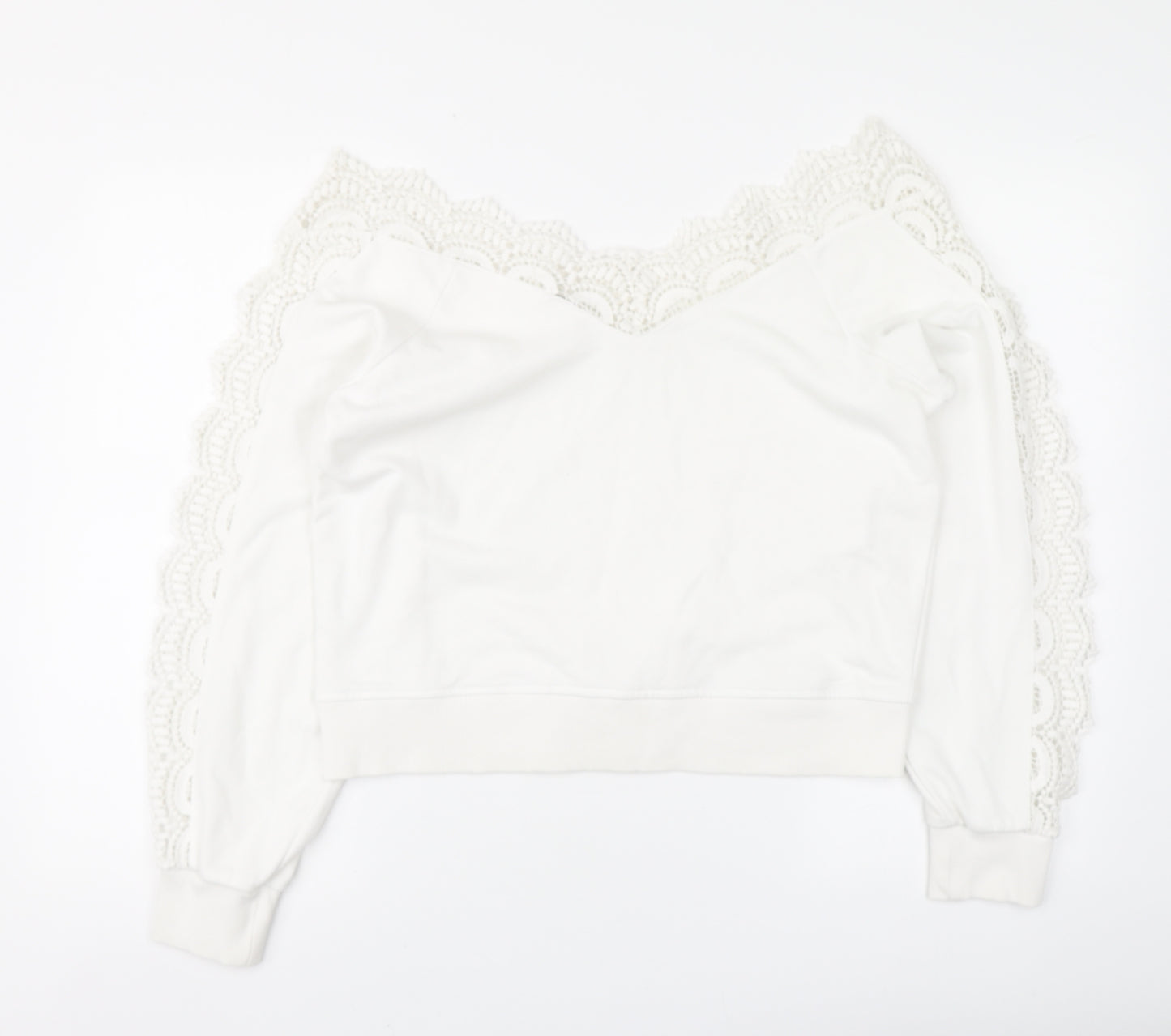 River Island Womens White Cotton Pullover Sweatshirt Size M