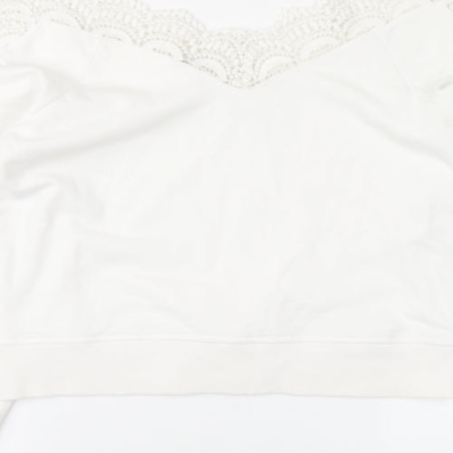 River Island Womens White Cotton Pullover Sweatshirt Size M