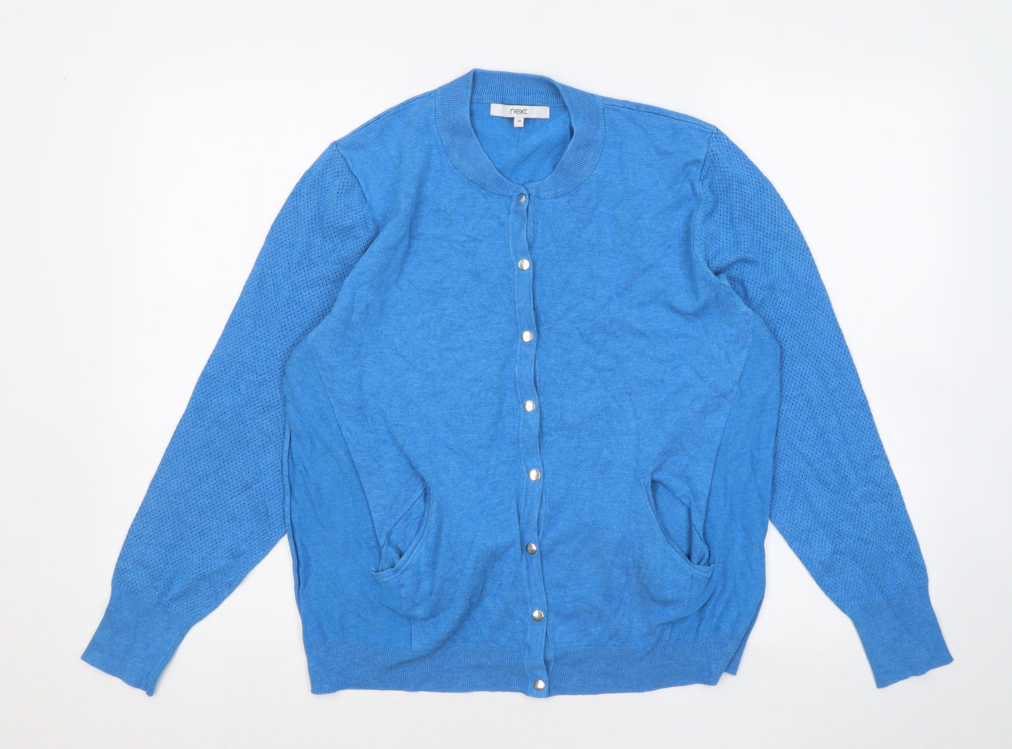 NEXT Womens Blue Round Neck Viscose Cardigan Jumper Size 16