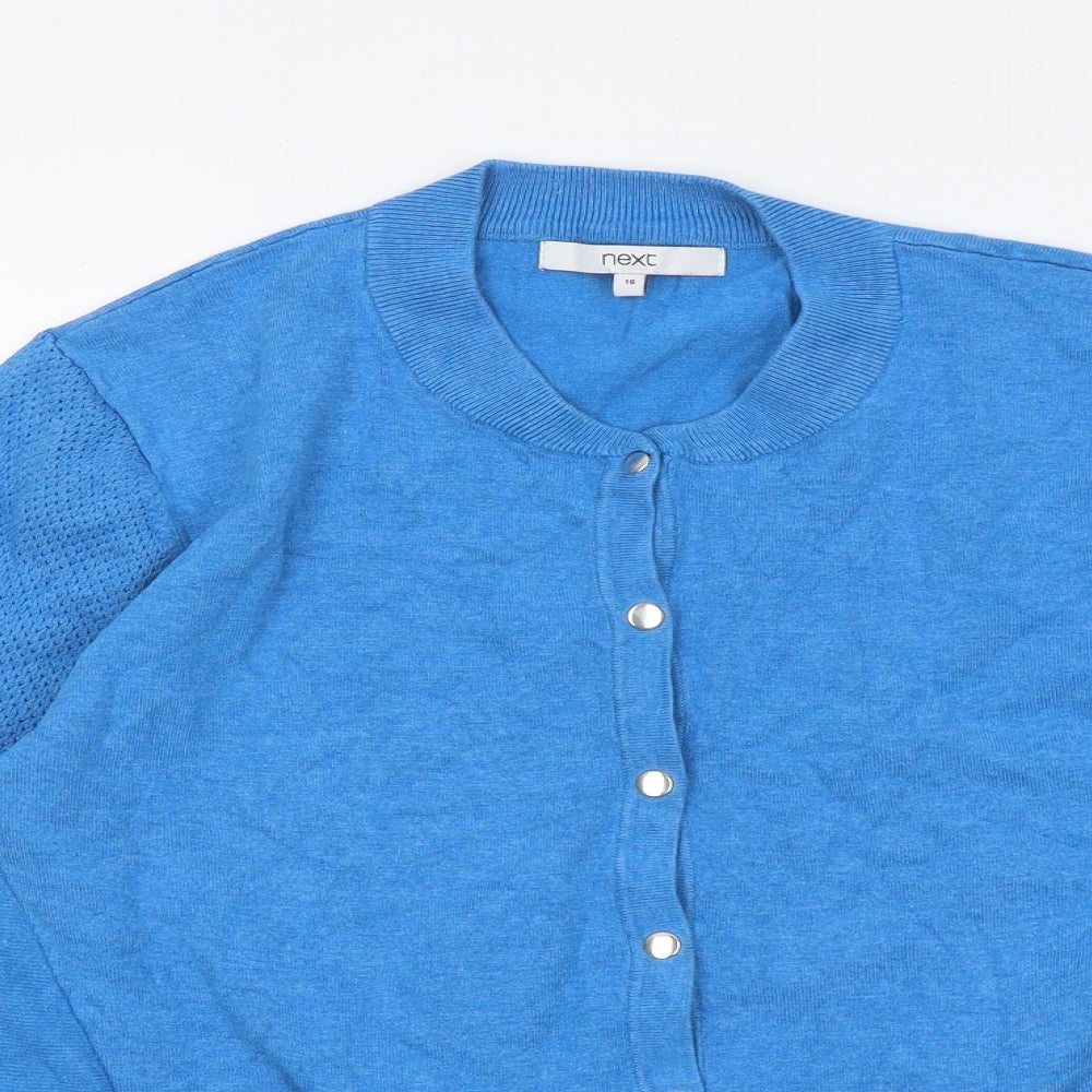 NEXT Womens Blue Round Neck Viscose Cardigan Jumper Size 16