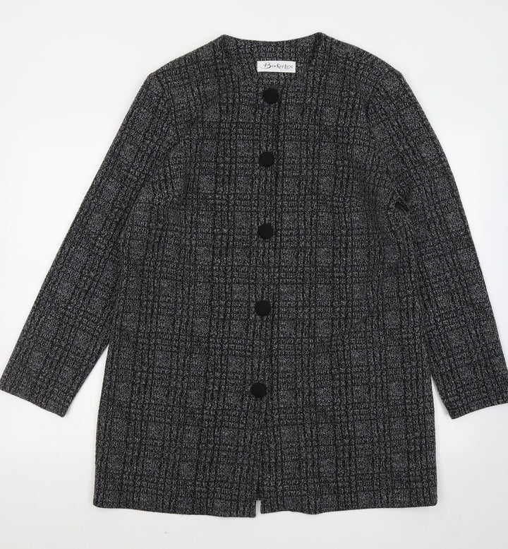 Berkertex Womens Grey Round Neck Polyester Cardigan Jumper Size L