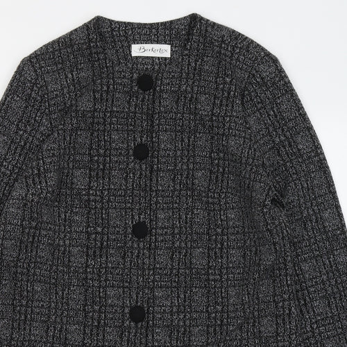 Berkertex Womens Grey Round Neck Polyester Cardigan Jumper Size L