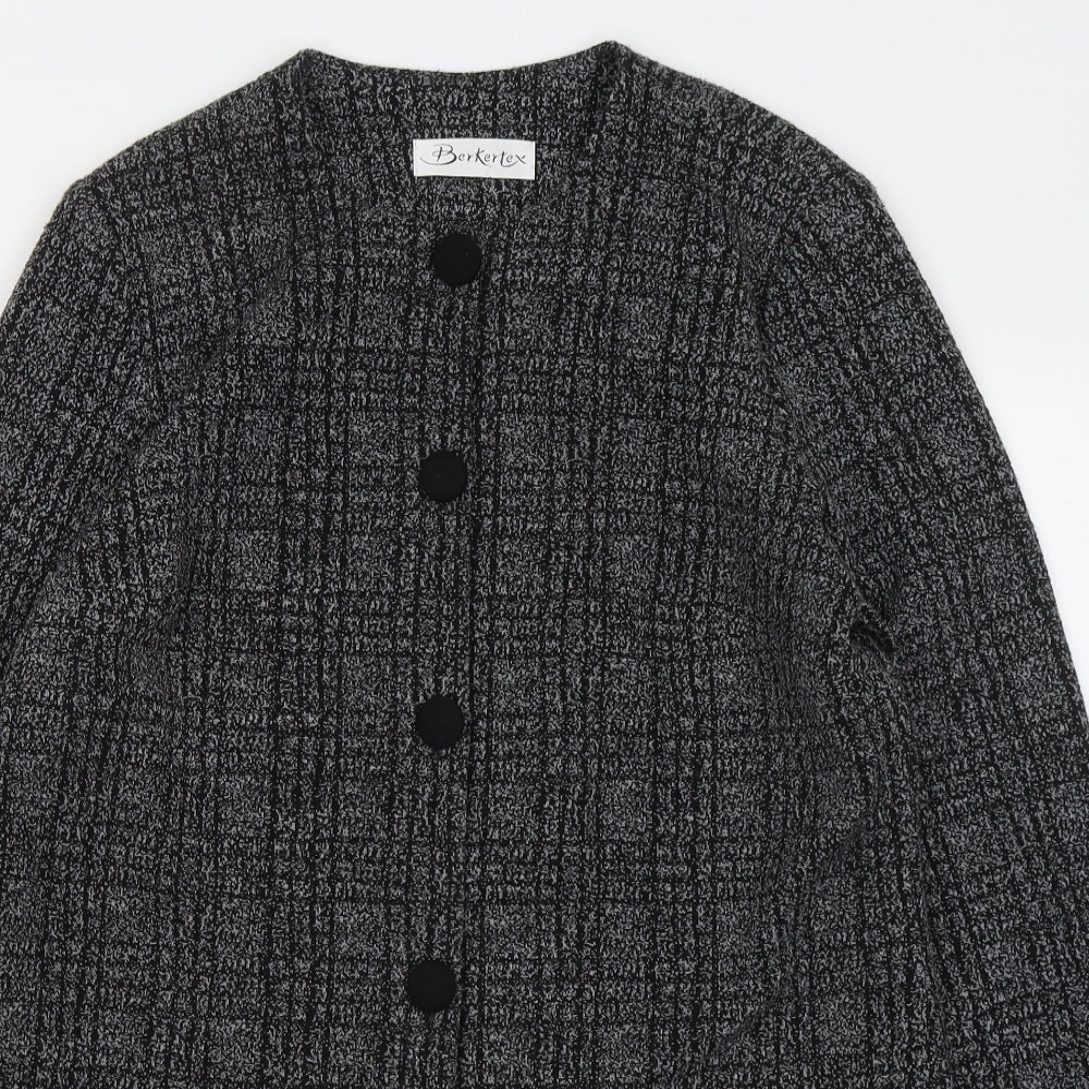Berkertex Womens Grey Round Neck Polyester Cardigan Jumper Size L