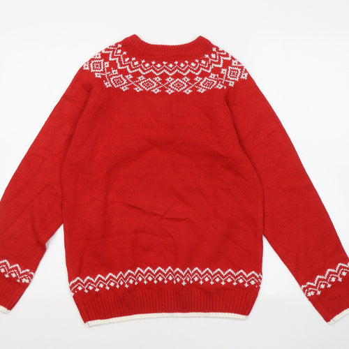 Avenue Womens Red Round Neck Acrylic Pullover Jumper Size S - Christmas jumper