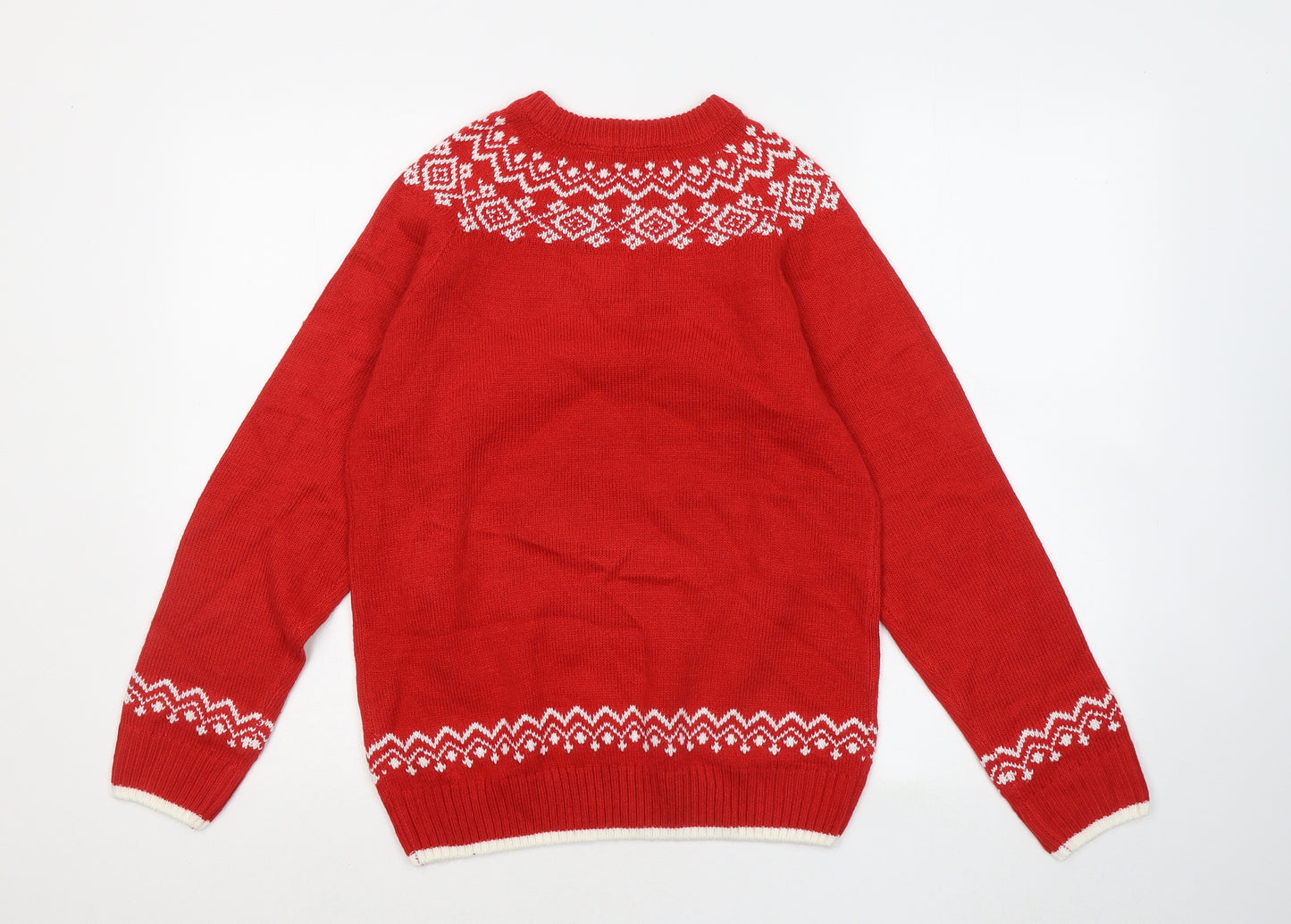 Avenue Womens Red Round Neck Acrylic Pullover Jumper Size S - Christmas jumper