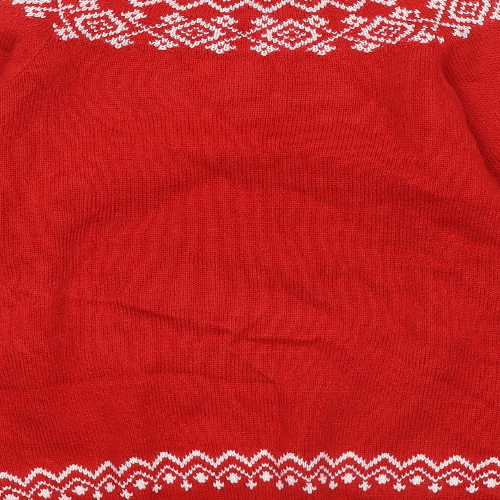 Avenue Womens Red Round Neck Acrylic Pullover Jumper Size S - Christmas jumper