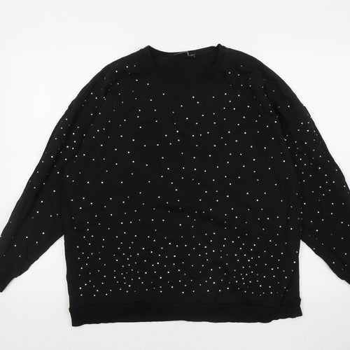 Select Womens Black Geometric Cotton Pullover Sweatshirt Size S