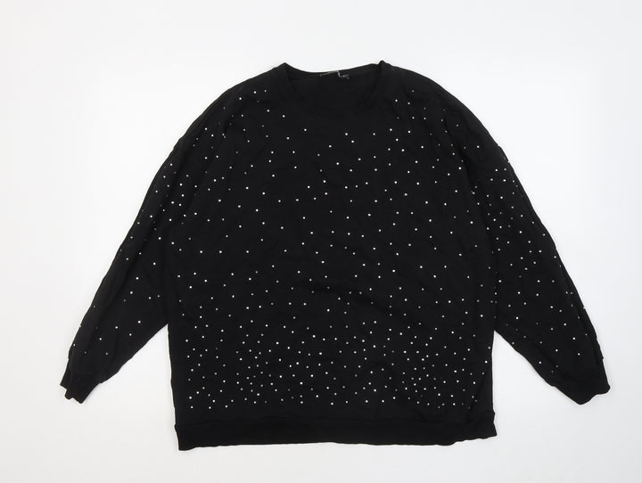 Select Womens Black Geometric Cotton Pullover Sweatshirt Size S