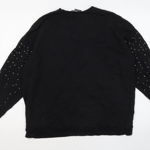 Select Womens Black Geometric Cotton Pullover Sweatshirt Size S