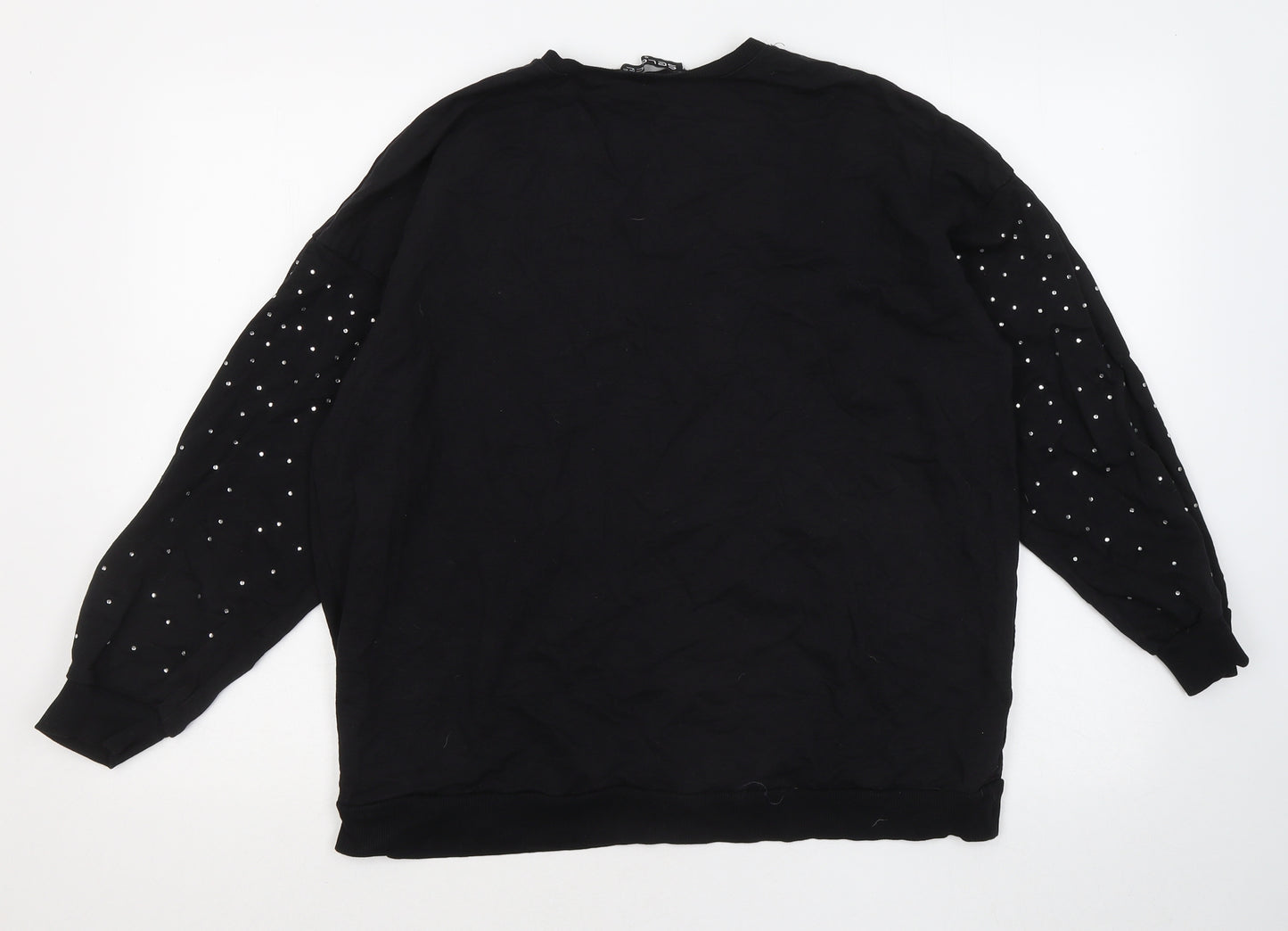Select Womens Black Geometric Cotton Pullover Sweatshirt Size S
