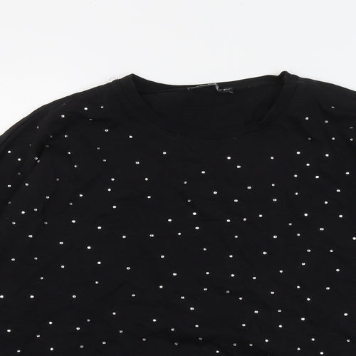 Select Womens Black Geometric Cotton Pullover Sweatshirt Size S