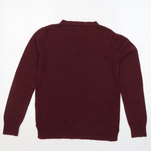 Marks and Spencer Womens Red Round Neck Acrylic Pullover Jumper Size 8