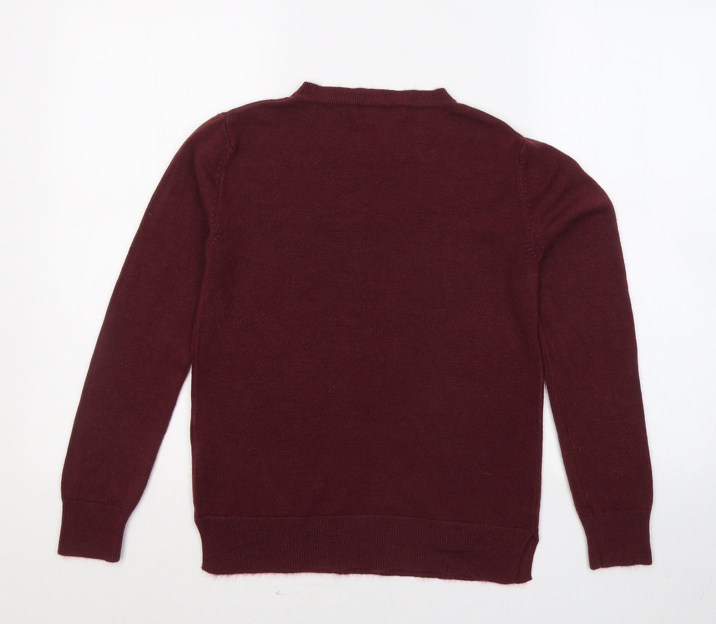 Marks and Spencer Womens Red Round Neck Acrylic Pullover Jumper Size 8