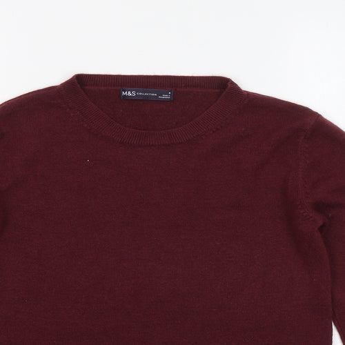Marks and Spencer Womens Red Round Neck Acrylic Pullover Jumper Size 8