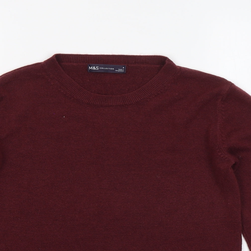 Marks and Spencer Womens Red Round Neck Acrylic Pullover Jumper Size 8