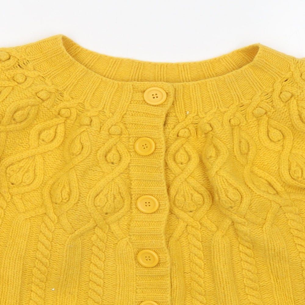 Monsoon Womens Yellow Round Neck Wool Cardigan Jumper Size 16