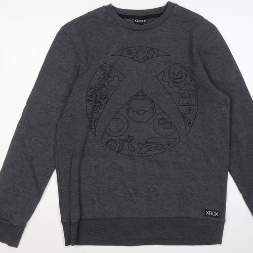 F&F Mens Grey Cotton Pullover Sweatshirt Size M