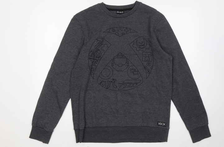F&F Mens Grey Cotton Pullover Sweatshirt Size M