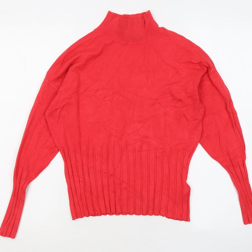 Marks and Spencer Womens Red Mock Neck Viscose Pullover Jumper Size 14
