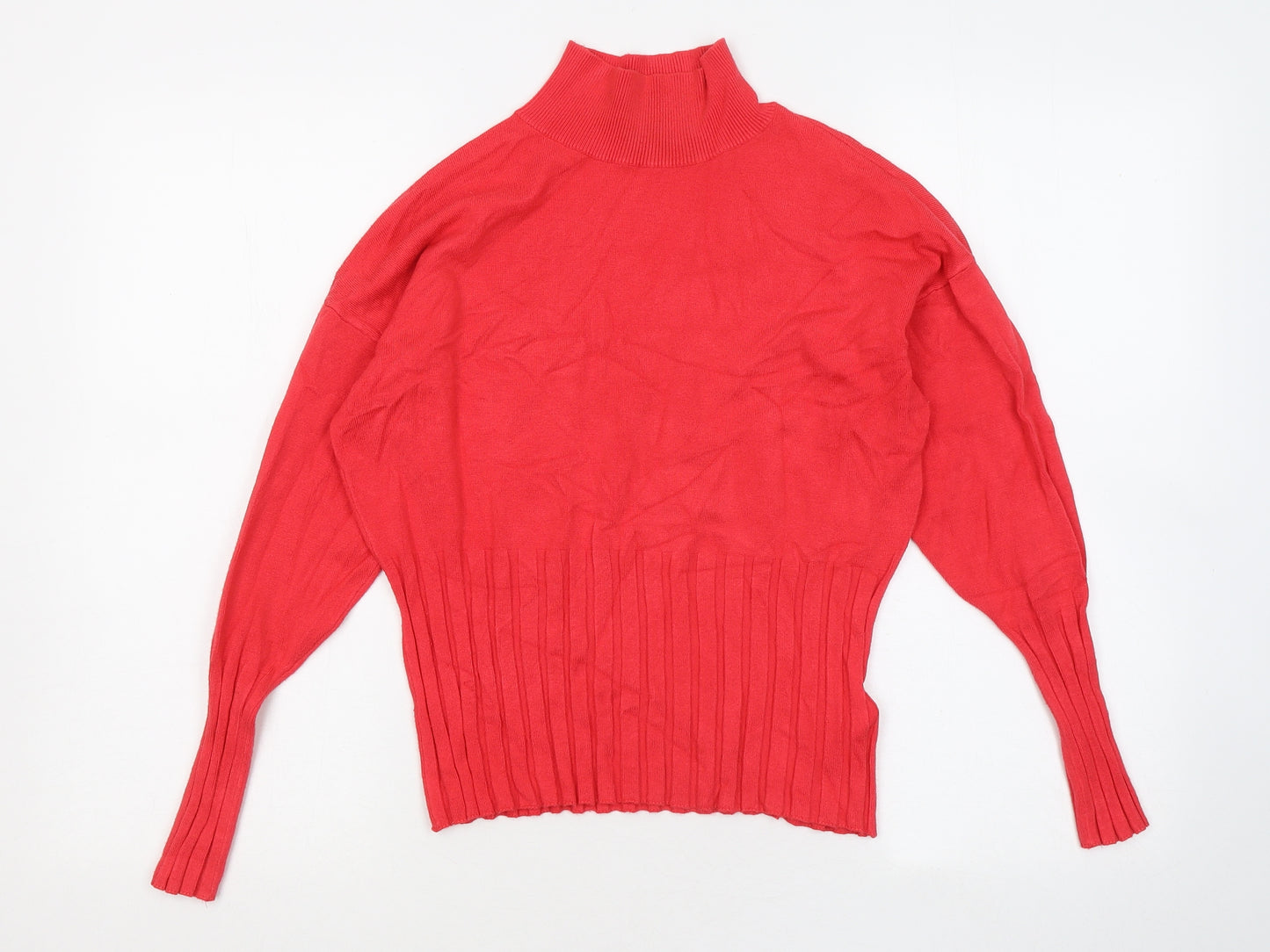 Marks and Spencer Womens Red Mock Neck Viscose Pullover Jumper Size 14
