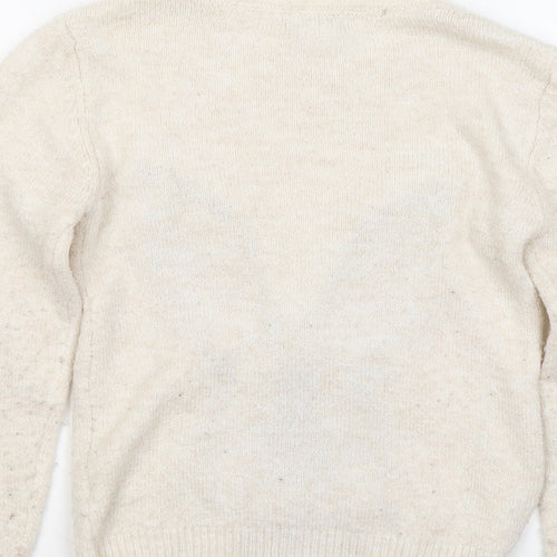Primark Girls Ivory Round Neck Acrylic Pullover Jumper Size 7-8 Years - Rabbit