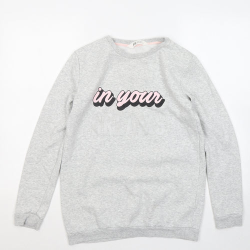 H&M Girls Grey Cotton Pullover Sweatshirt Size 14 Years - In your dreams