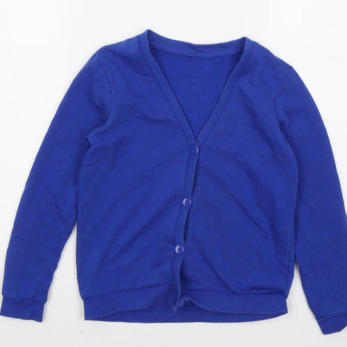 George Boys Blue V-Neck Cotton Cardigan Jumper Size 7-8 Years