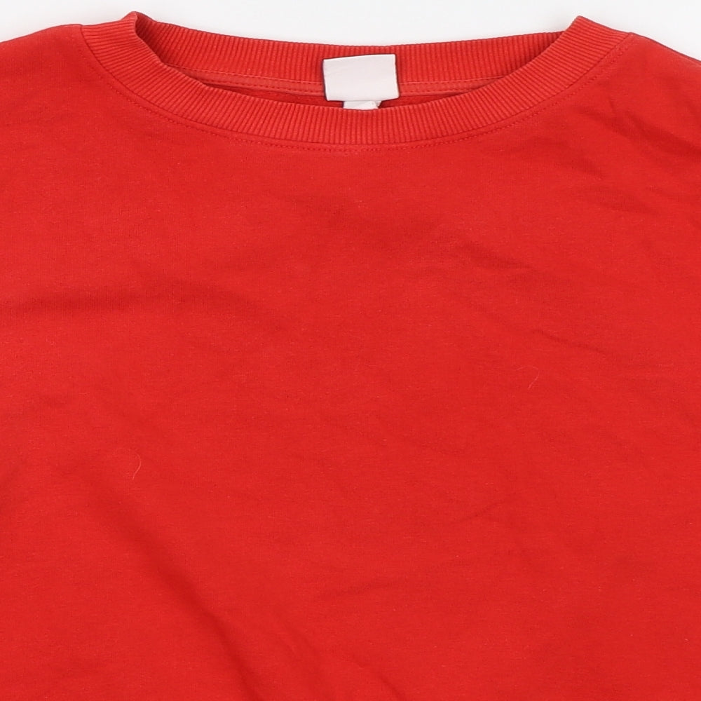 H&M Womens Red Cotton Pullover Sweatshirt Size M