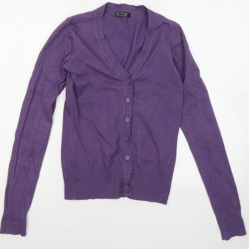 Only Womens Purple V-Neck Cotton Cardigan Jumper Size S