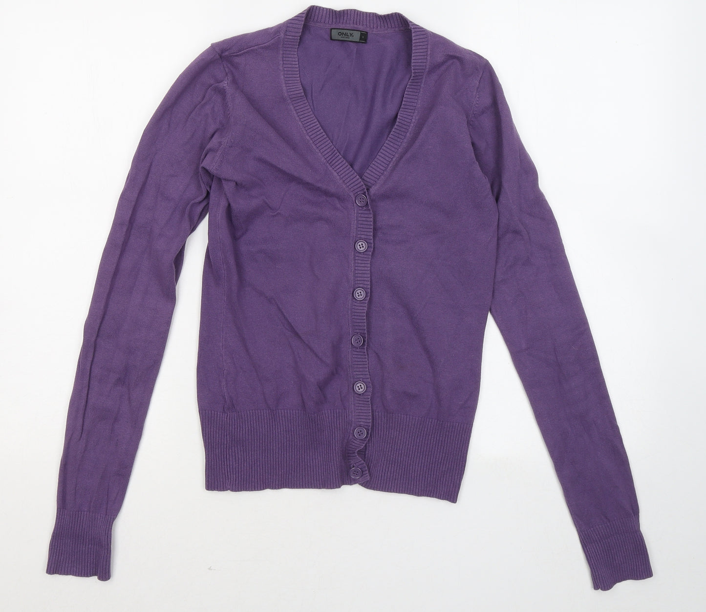 Only Womens Purple V-Neck Cotton Cardigan Jumper Size S