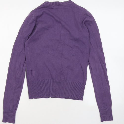 Only Womens Purple V-Neck Cotton Cardigan Jumper Size S