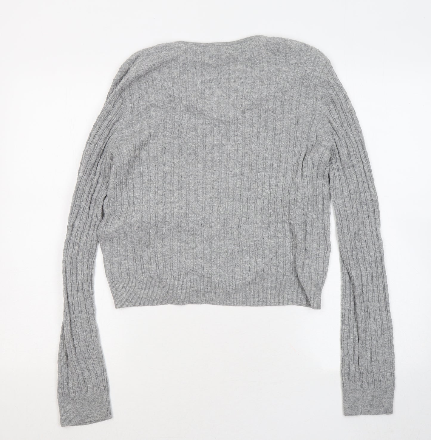 Laura Ashley Womens Grey V-Neck Viscose Cardigan Jumper Size 14