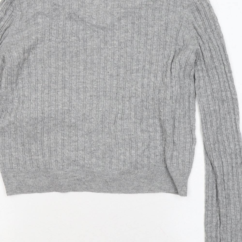 Laura Ashley Womens Grey V-Neck Viscose Cardigan Jumper Size 14