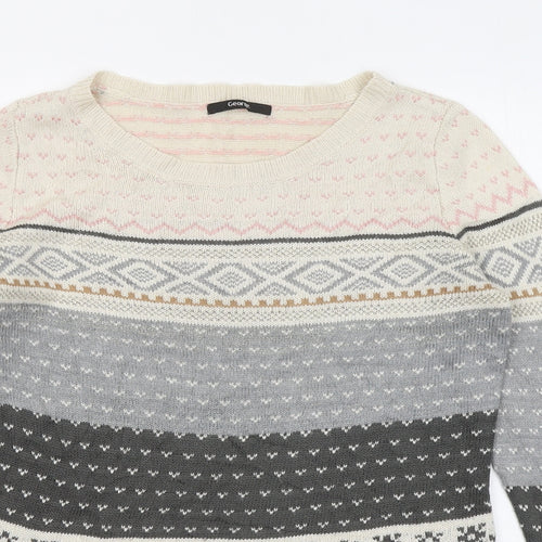 George Womens Multicoloured Round Neck Geometric Acrylic Pullover Jumper Size 12