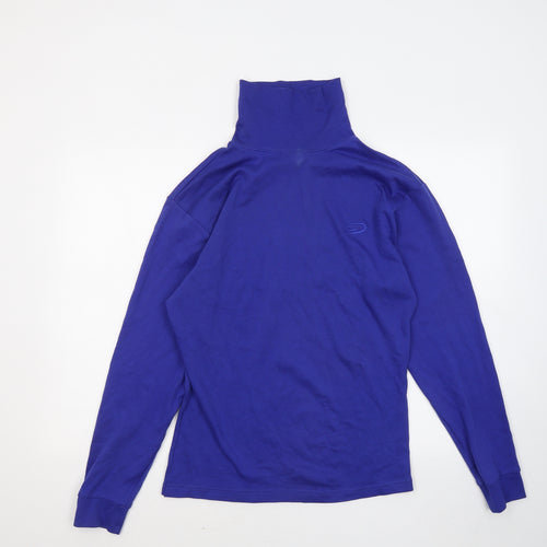 Crane Mens Blue Mock Neck Cotton Pullover Jumper Size M