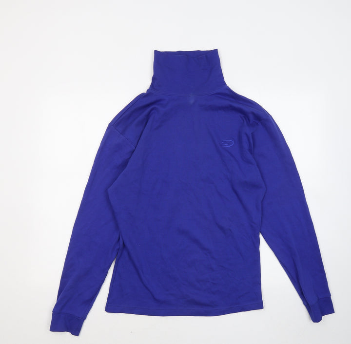 Crane Mens Blue Mock Neck Cotton Pullover Jumper Size M
