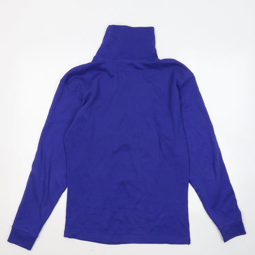 Crane Mens Blue Mock Neck Cotton Pullover Jumper Size M