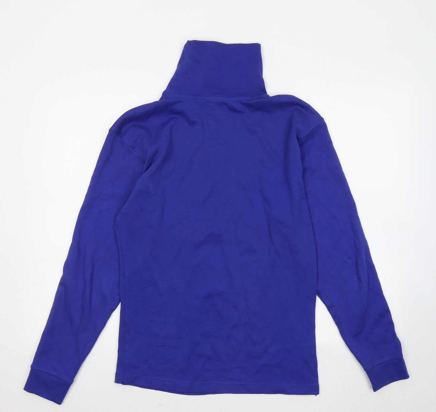 Crane Mens Blue Mock Neck Cotton Pullover Jumper Size M