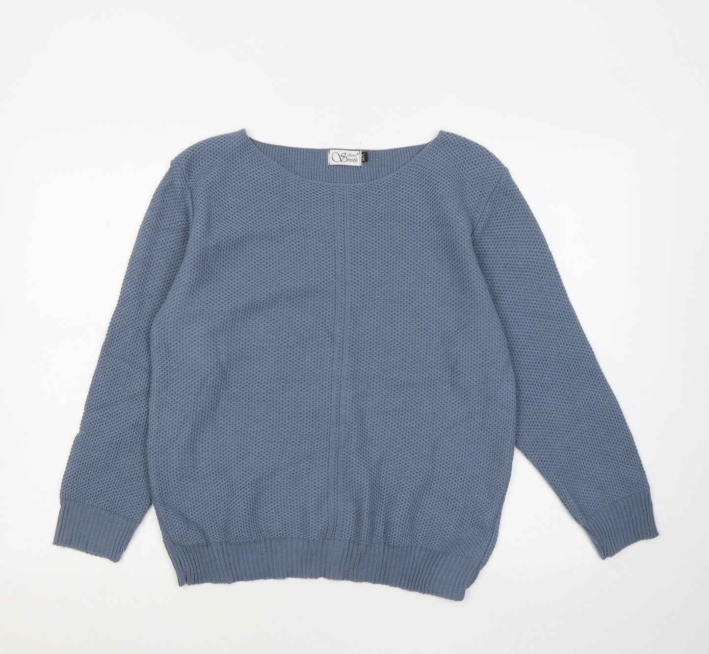 ANNE SMITH Womens Blue Round Neck Acrylic Pullover Jumper Size M