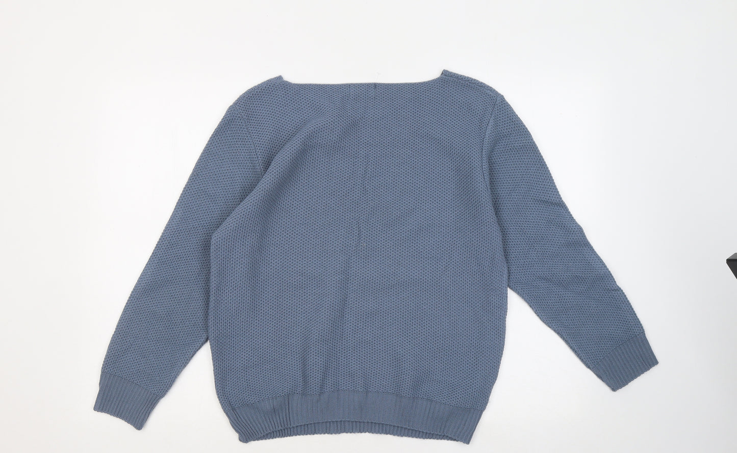ANNE SMITH Womens Blue Round Neck Acrylic Pullover Jumper Size M