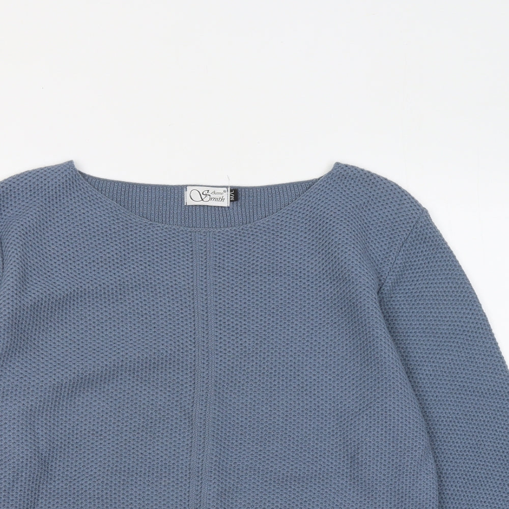 ANNE SMITH Womens Blue Round Neck Acrylic Pullover Jumper Size M