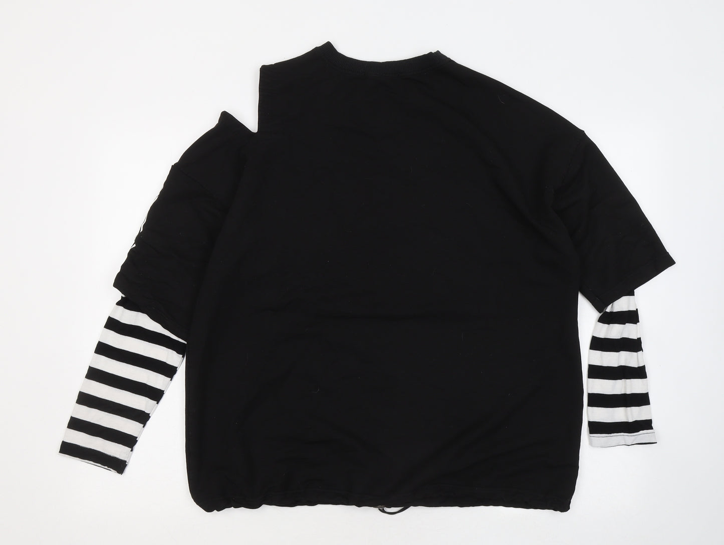 Staytown Mens Black Cotton Henley Sweatshirt Size M