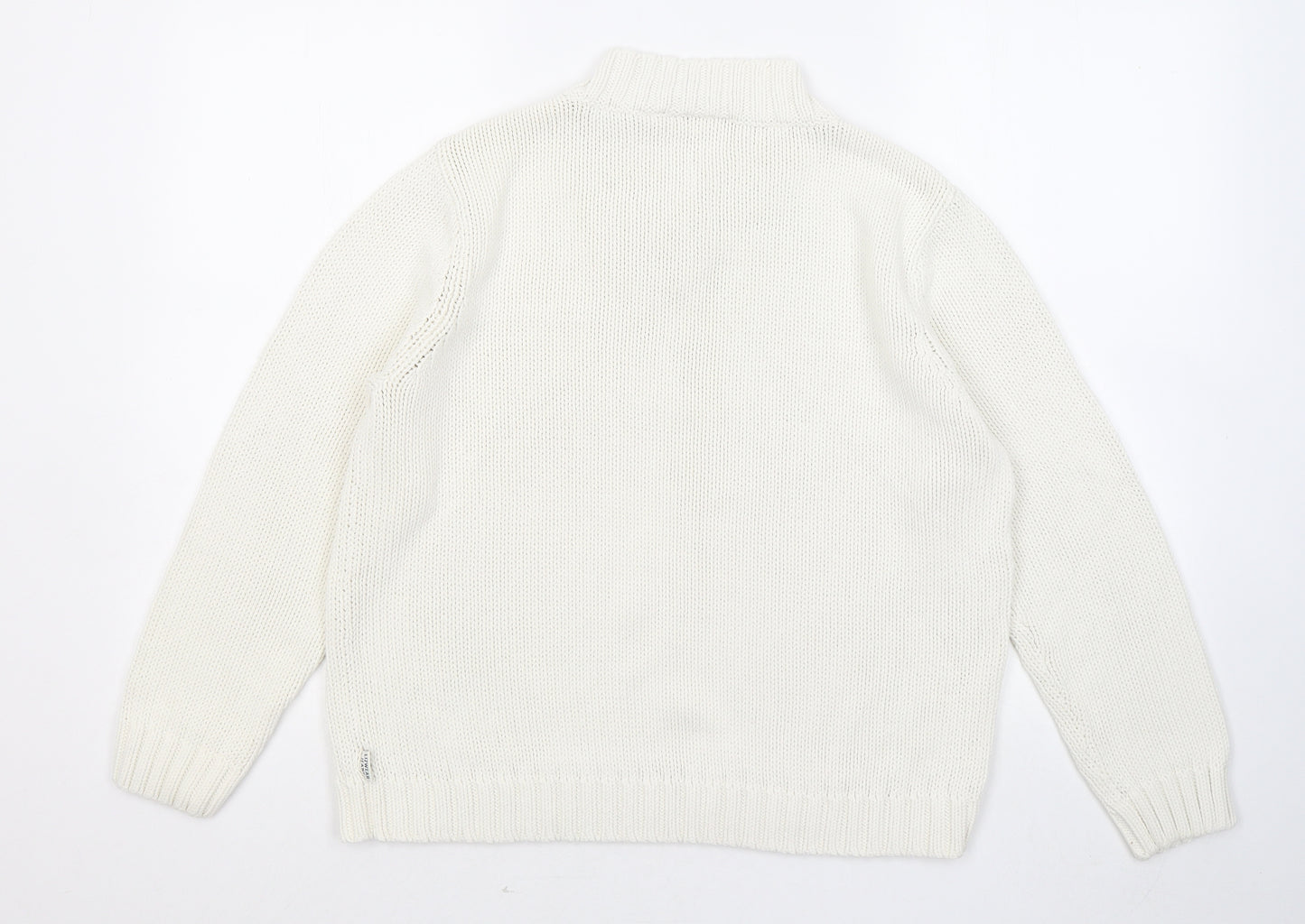 Liz Claiborne Womens White V-Neck Acrylic Pullover Jumper Size M