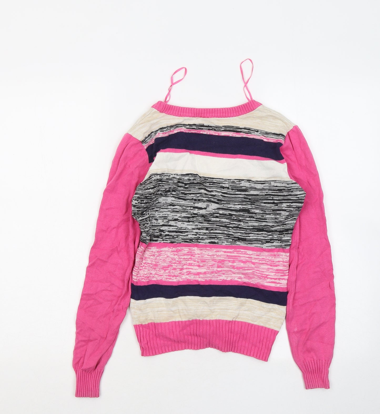 Divided by H&M Womens Multicoloured Round Neck Geometric Cotton Cardigan Jumper Size 4