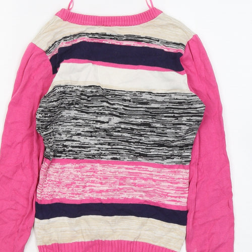 Divided by H&M Womens Multicoloured Round Neck Geometric Cotton Cardigan Jumper Size 4