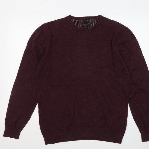Greenwoods Mens Purple Round Neck Cotton Pullover Jumper Size M