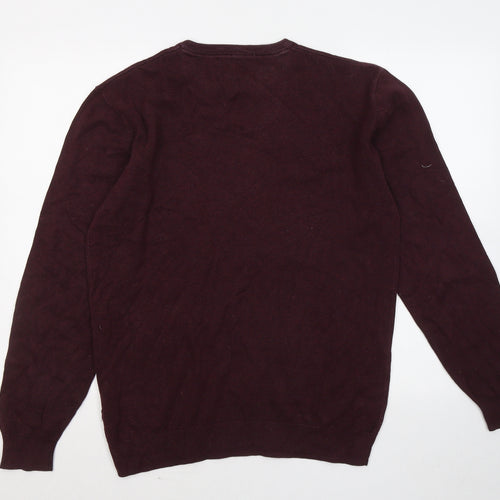 Greenwoods Mens Purple Round Neck Cotton Pullover Jumper Size M
